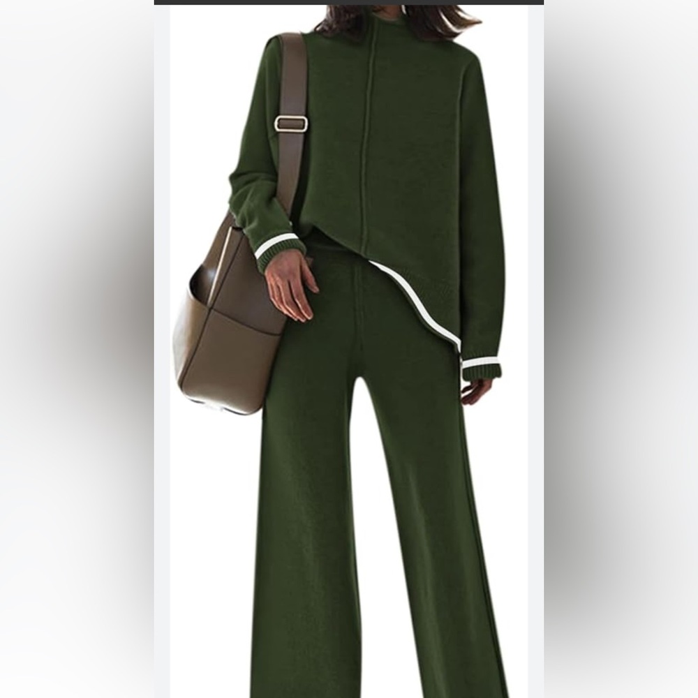 Olive Green Boot Cut Pants & Top Set